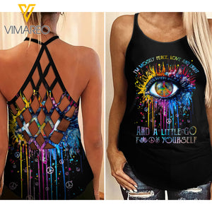 HIPPIE EYE Criss-Cross Open Back Camisole Tank Top QQYY