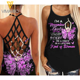 November Girl With Butterflies Criss-Cross Open Back Camisole Tank Top VMYY