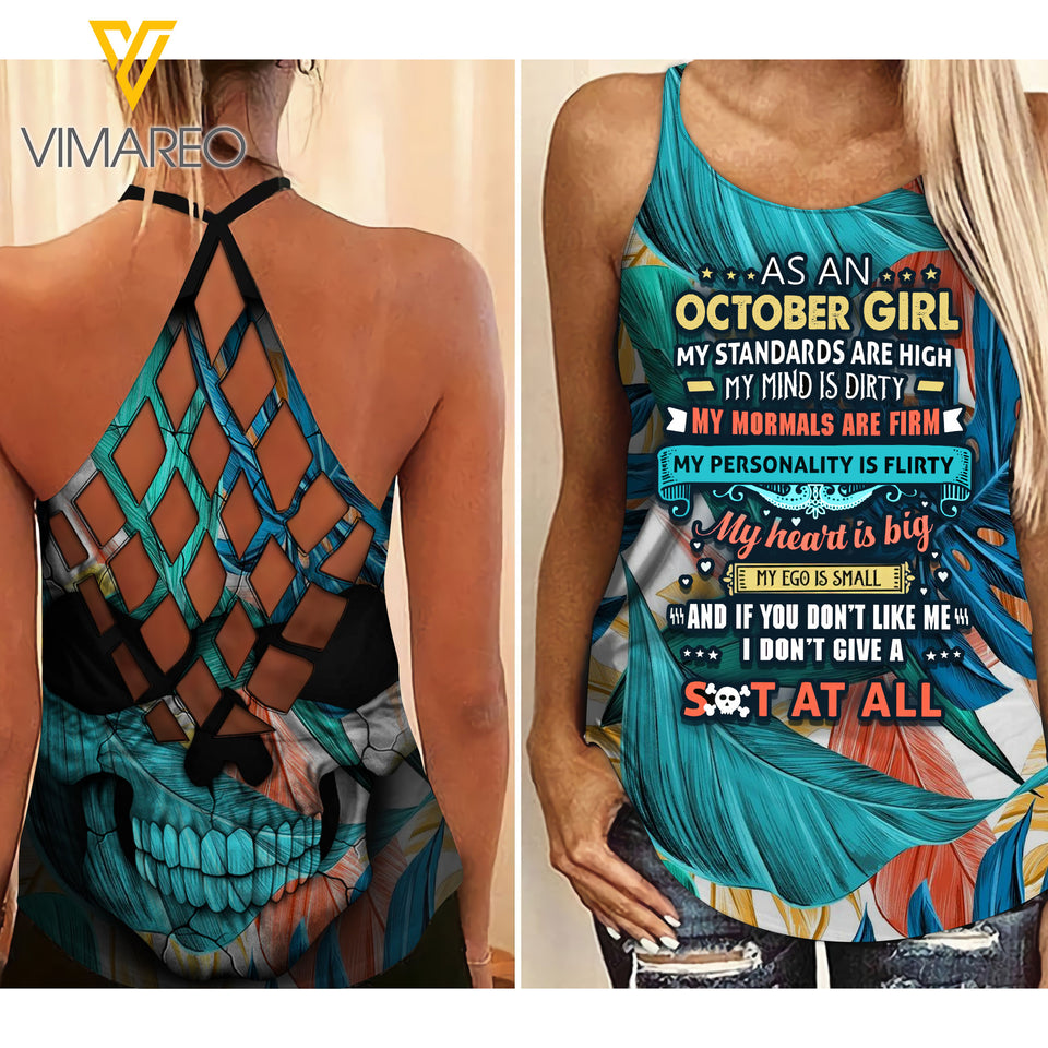 October Girl Hawaii Criss-Cross Open Back Camisole Tank Top AUG-HQ30