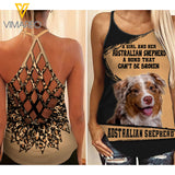 Australian Shepherd Criss-Cross Open Back Camisole Tank Top leopard