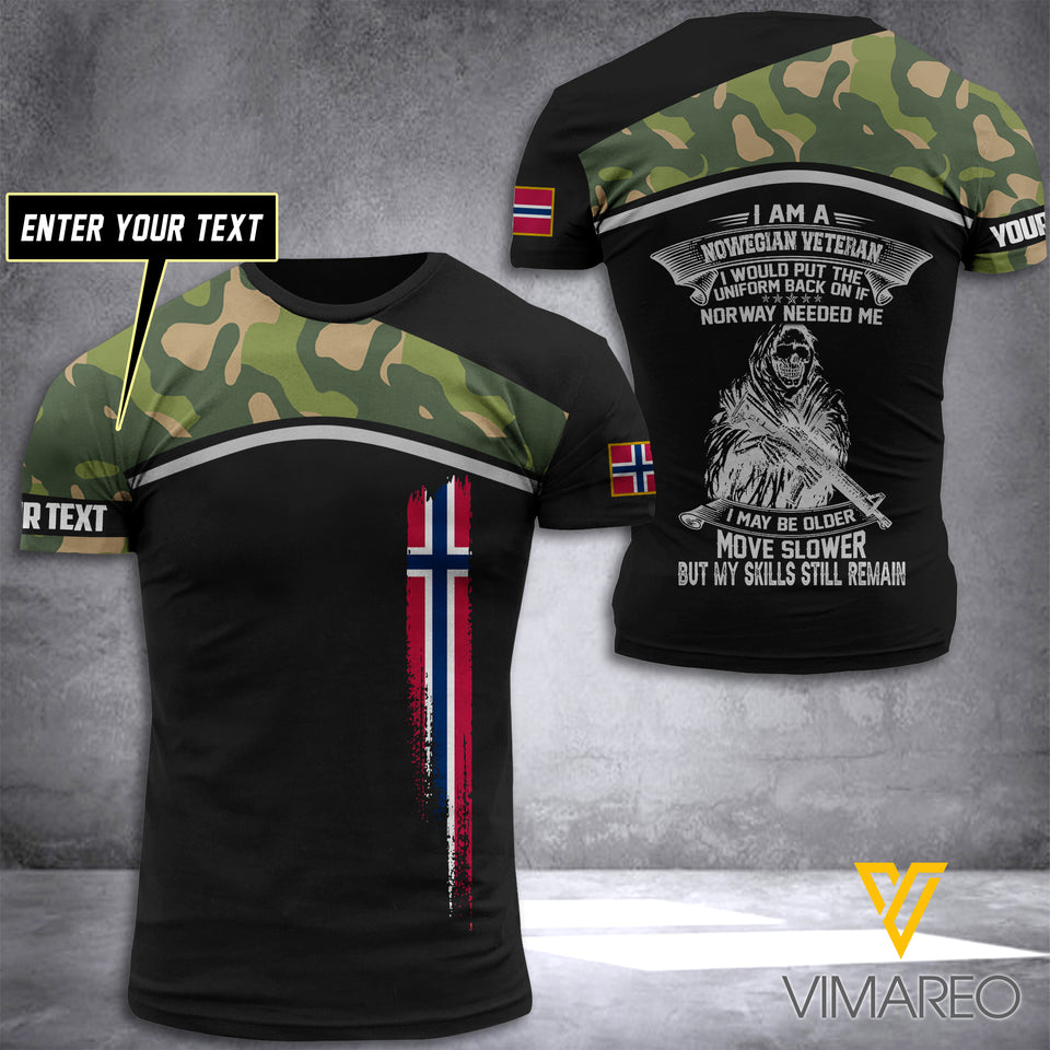 Norway SOLDIER  CUSTOMIZE T SHIRT 3D PRINTED TMTL VETERAN