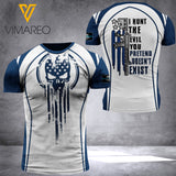 Connecticut BLUE LINE CAMO T SHIRT 3D PRINTED hunt
