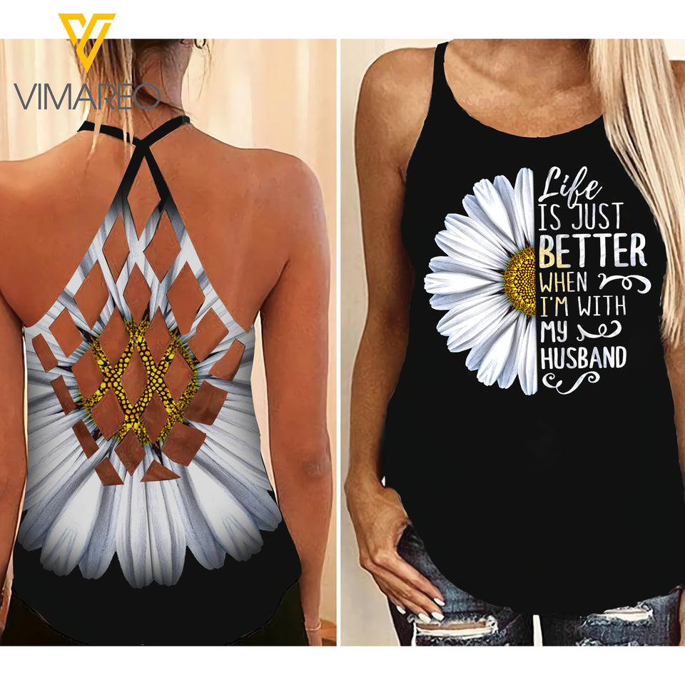 GIRL Criss-Cross Open Back Camisole Tank Top BETTER HUSBAND