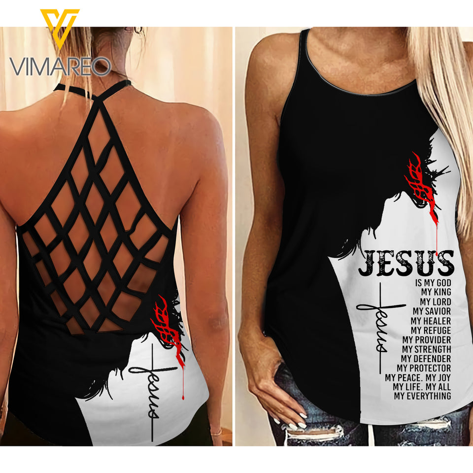 Jesus Criss-Cross Open Back Camisole Tank Top APR-QH01