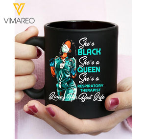 Respiratory Therapist Nurse Black Queen Mug NXBGE