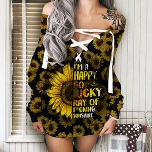SUNSHINE GIRL LACE UP CRISS CROSS V-NECK SWEATER RWB