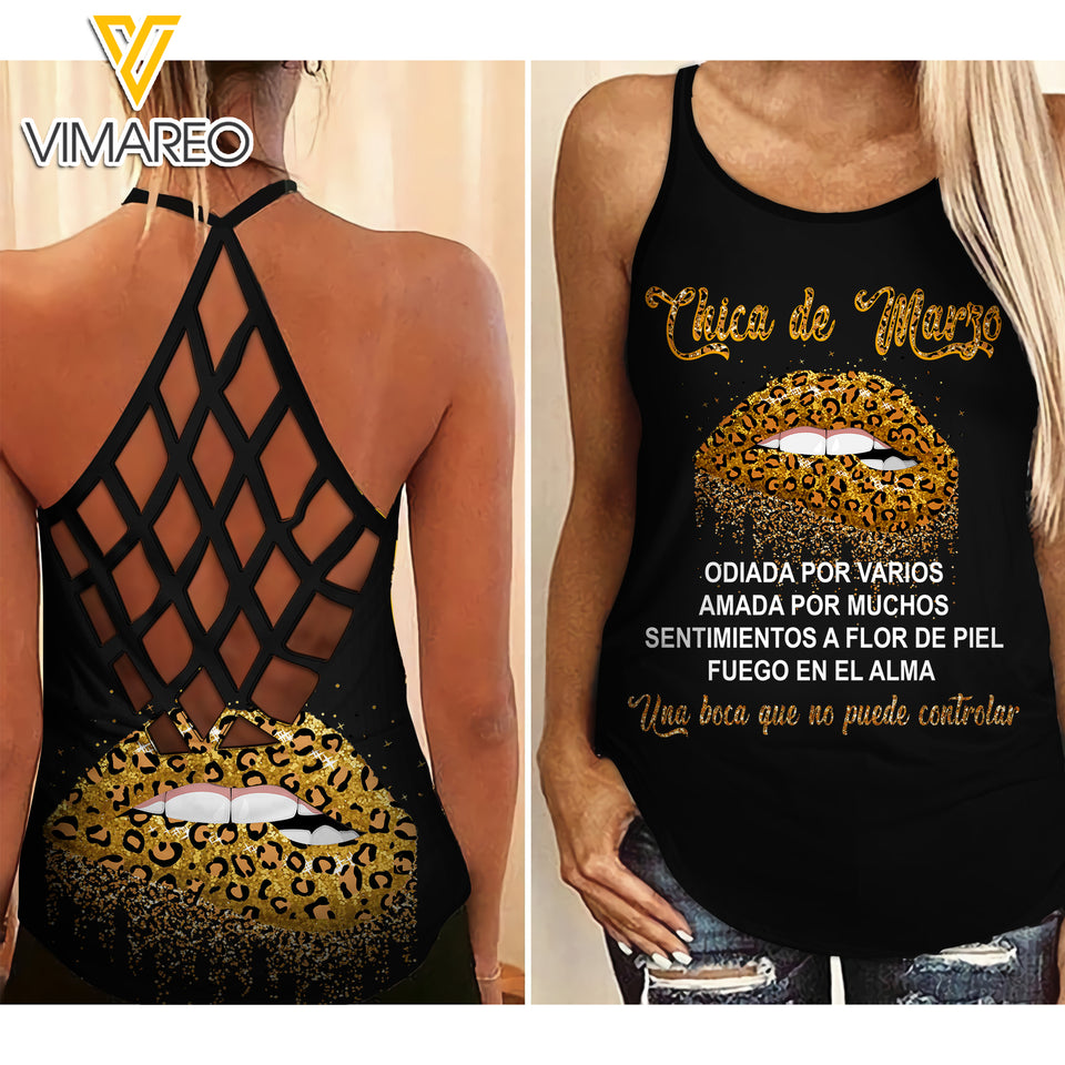 Marzo Girl Sunflower Criss-Cross Open Back Camisole Tank Top 1309A