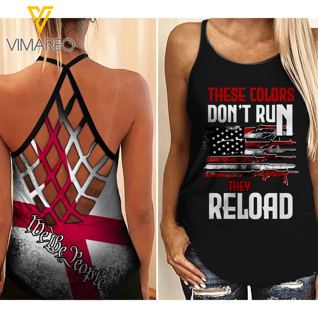 Alabama Flag girl Criss-Cross Open Back Camisole Tank Top 1504NGBA