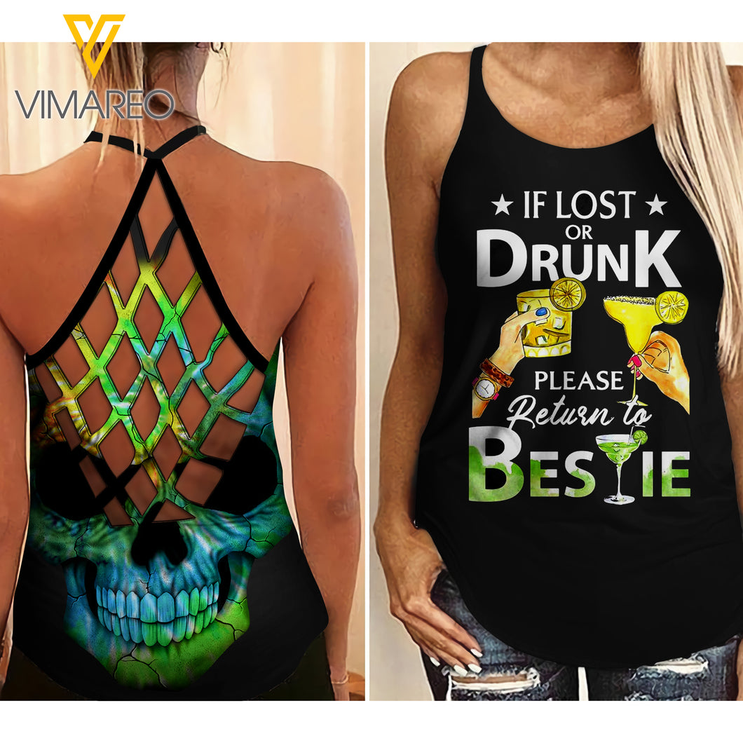 BESTIE DRUNK CRISS-CROSS OPEN BACK CAMISOLE TANK TOP