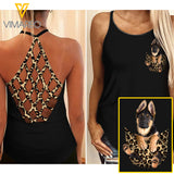 German Shepherd Dog Criss-Cross Open Back Camisole Tank Top MAR-MA23