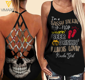 Illinois lovein' Kinda girl-Criss-Cross Open Back Camisole Tank Top