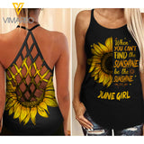 June girl-You are sunshine Criss-Cross Open Back Camisole Tank Top