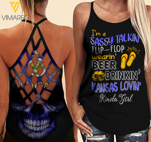 Kansas lovein' Kinda girl-Criss-Cross Open Back Camisole Tank Top