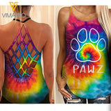 Pawz Tie Dye Criss-Cross Open Back Camisole Tank Top Legging