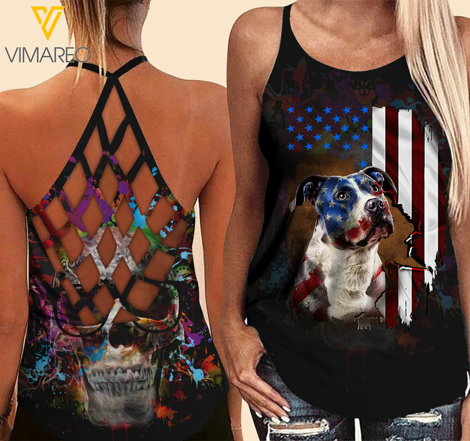 Pitbull Criss-Cross Open Back Camisole Tank Top Z1303