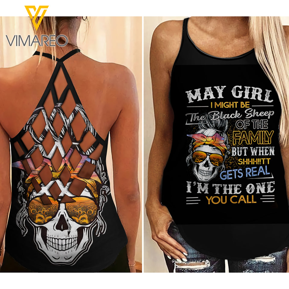 MAY GIRL- THE BLACK SHEEP Criss-Cross Open Back Camisole Tank Top