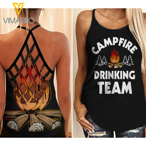 CAMPFIRE DRINKING TEAM CRISS-CROSS TANK TOP