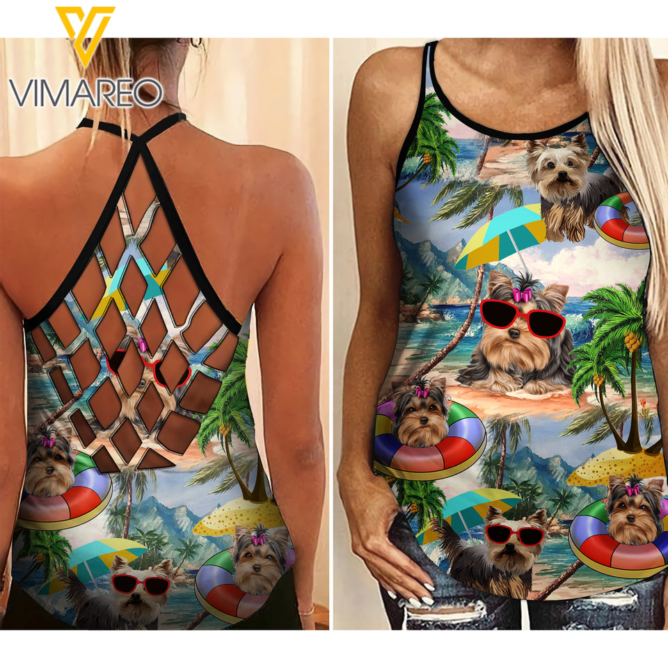 Yorkshire Terrier Criss-Cross Open Back Camisole Tank Top YYTT