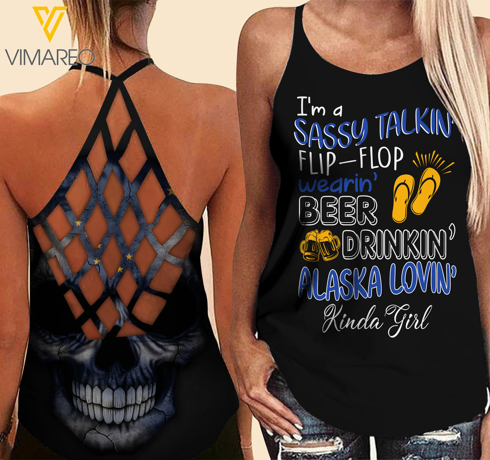 Alaska lovein' Kinda girl-Criss-Cross Open Back Camisole Tank Top