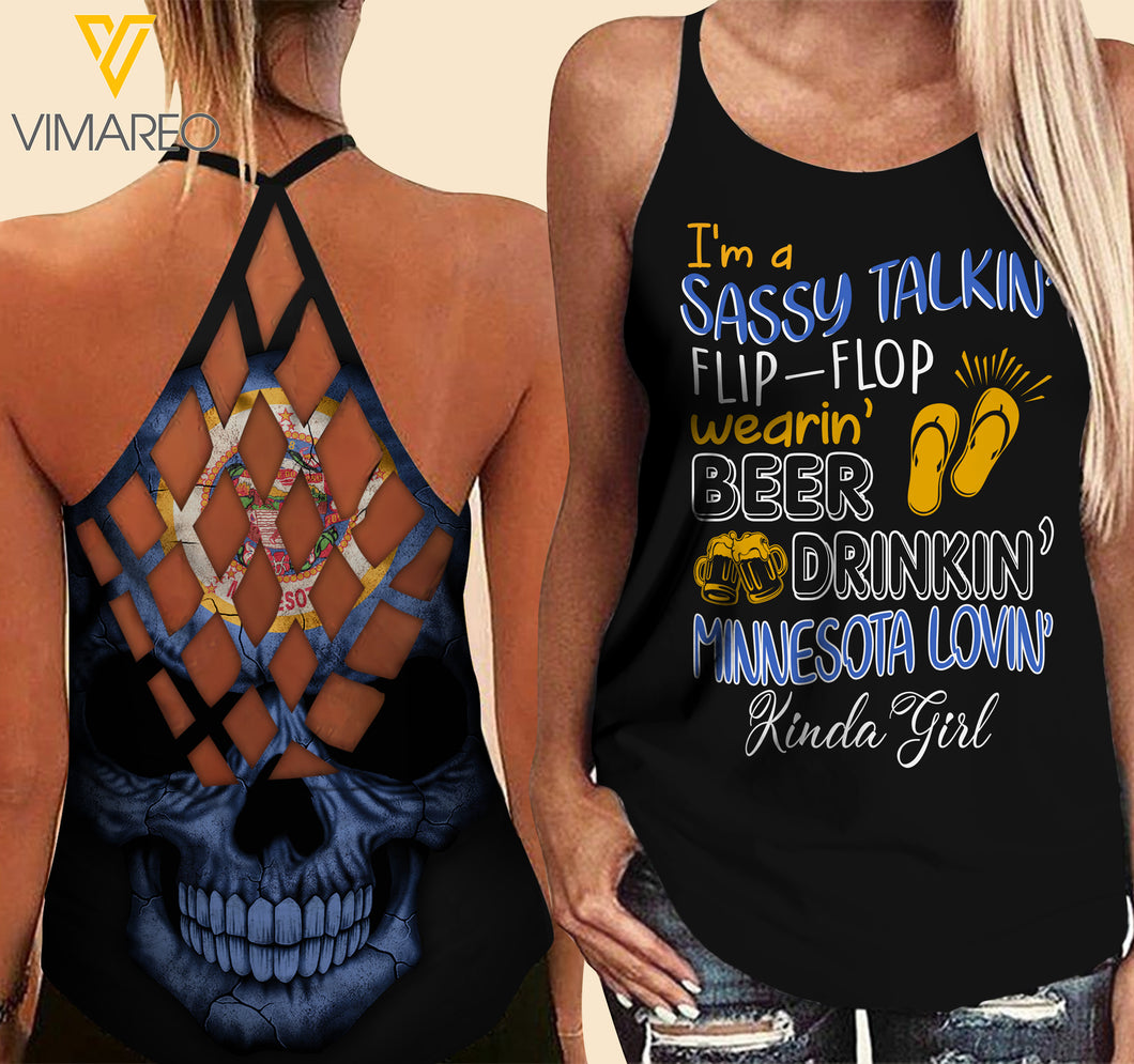 Minnesota lovein' Kinda girl-Criss-Cross Open Back Camisole Tank Top