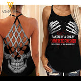Taken by a crazy Concrete Finisher Criss-Cross Open Back Camisole Tank Top Legging