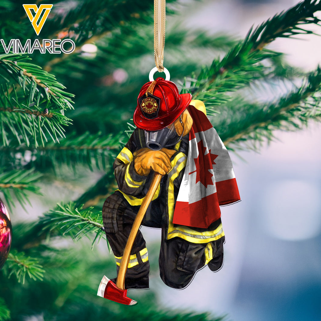 PERSONALIZED CANADIAN FIREFIGHTER HANGING ORNAMENT CHRISTMAS QTDT0712