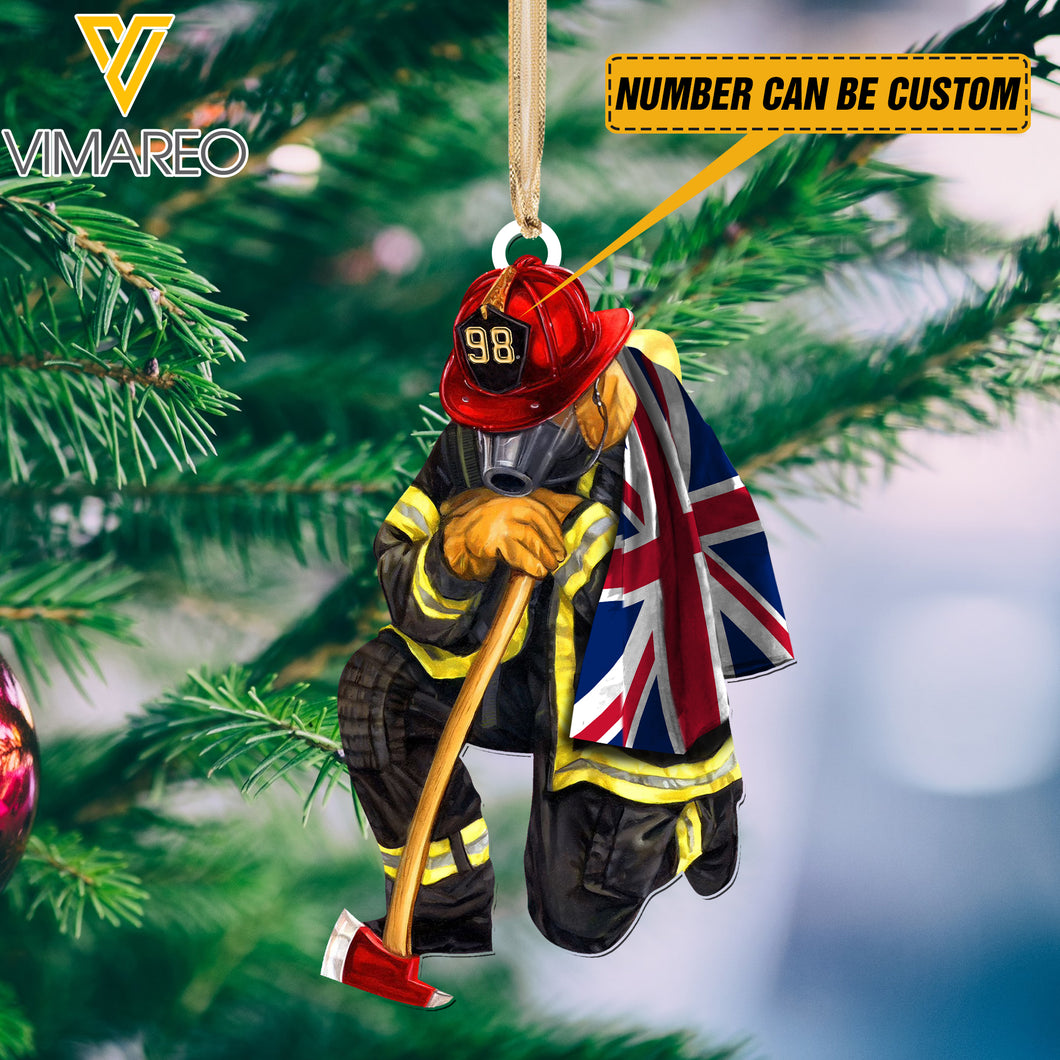 PERSONALIZED BRISTISH FIREFIGHTER HANGING ORNAMENT CHRISTMAS QTDT0712