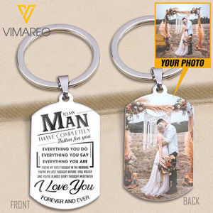 PERSONALIZED TO MY MEN WEDDING COUPLE PHOTO KEYCHAIN PRINTED QTDT2312