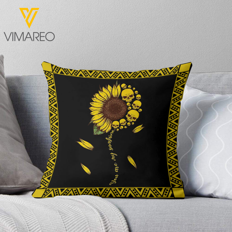 SKULL SUNFLOWER PILLOW PRINTED QTTN0712