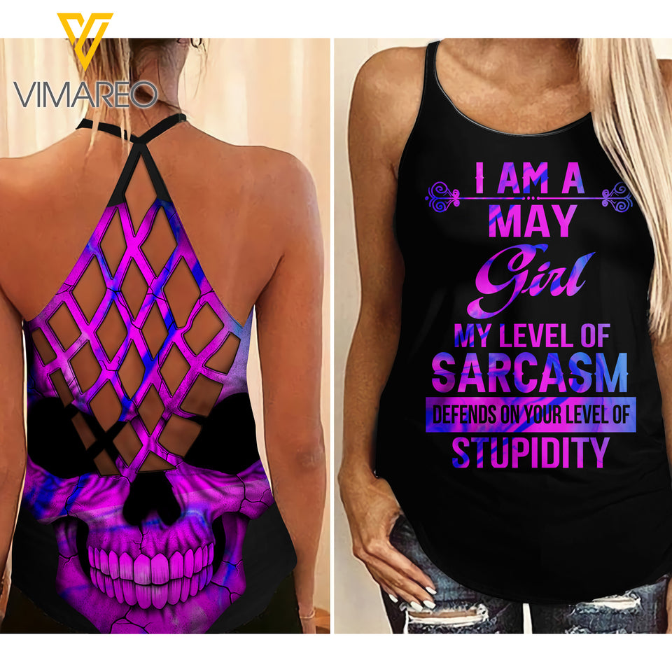 May Girl Cross Open Back Camisole Tank Top LEV