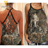 Hunting Camo CCross Open Back Camisole Tank Top Legging