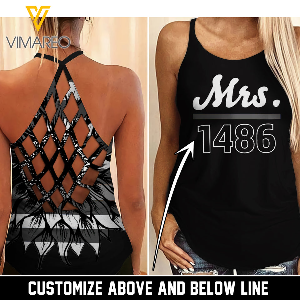 Custom Thin Sliver Line Criss-Cross Open Back Camisole Tank Top SU