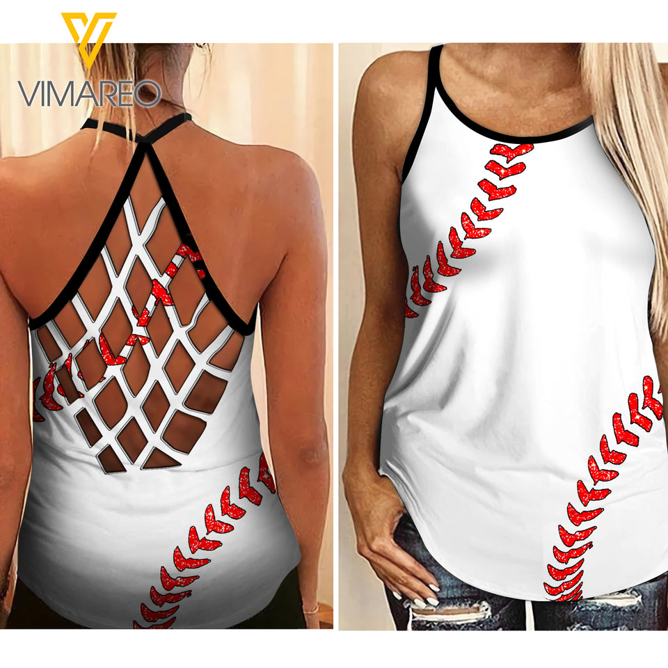 Baseball, Softball Criss-Cross Open Back Camisole Tank Top