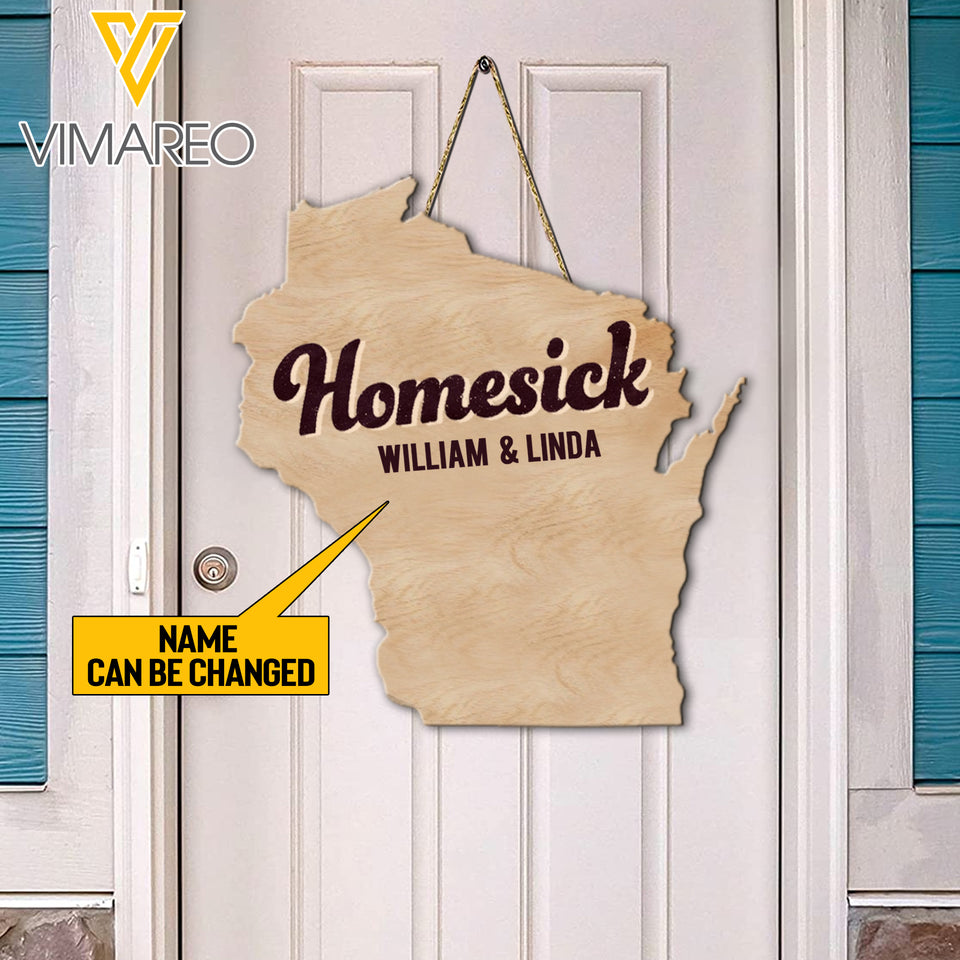 Personalized Wisconsin Homesick WOOD SIGN QT-HQ18