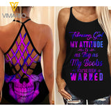 FEBRUARY GIRL ATTITUDE IS AS BIG AS BOOBS CRISS-CROSS TANK TOP TNVQ0702