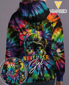 NOVEMBER GIRL SKULL TIE DYE HOODIE 3D PRINTED TNVQ0810