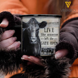 LIVE LIKE SOMEONE LEFT THE GATE OPEN BLACK ANGUS STEEL MUG 12OZ 3D PRINTED
