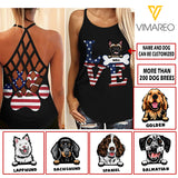 CUSTOMIZED DOG BREEDS HAPPY LOVE INDEPENDENCE DAY CRISS CROSS TANK