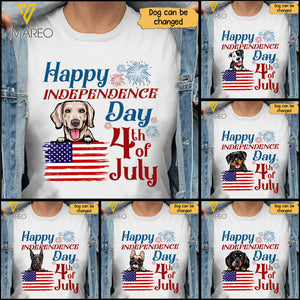 CUSTOMIZED DOG HAPPY INDEPENDENCE DAY WHITE TSHIRT TNDT1506