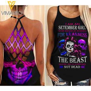 September Girl Never Mistake My Kindness For Weakness Criss-Cross Open Back Camisole Tank Top SEP-LN06
