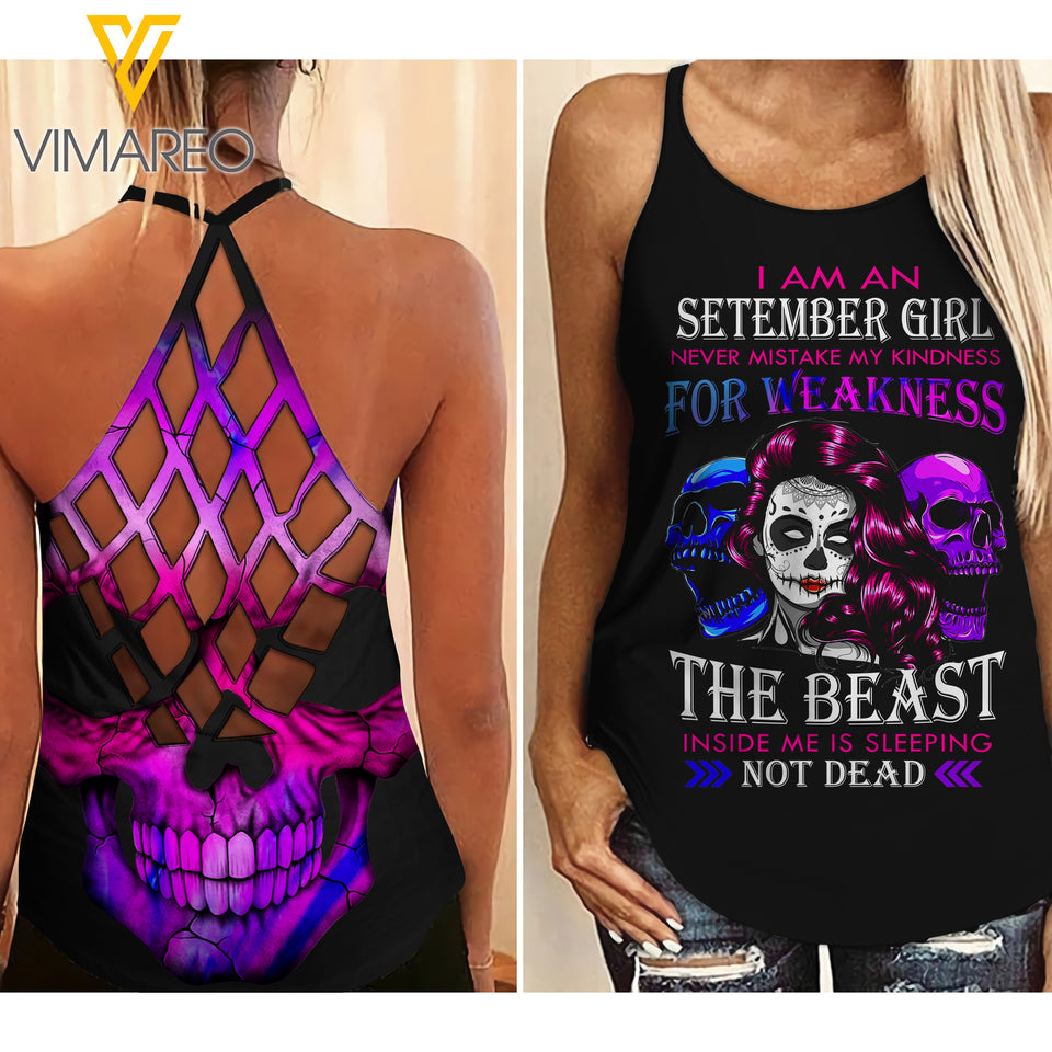 September Girl Never Mistake My Kindness For Weakness Criss-Cross Open Back Camisole Tank Top SEP-LN06