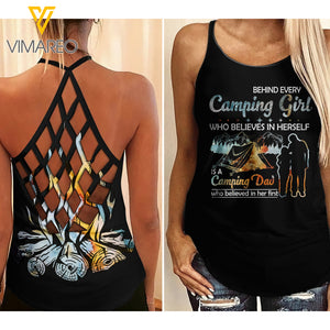 CAMPING DAUGHTER AND DAD CRISS-CROSS TANK TOP