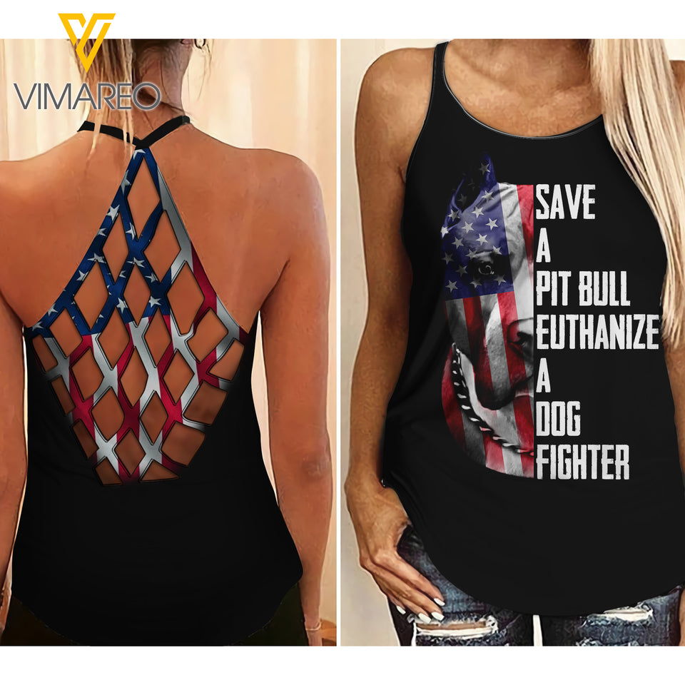 Pitbull Girl Criss-Cross Open Back Camisole Tank Top