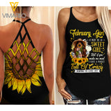 FEBRUARY SWEET CRAZY GIRL CRISS-CROSS TANK TOP SUNFLOWER
