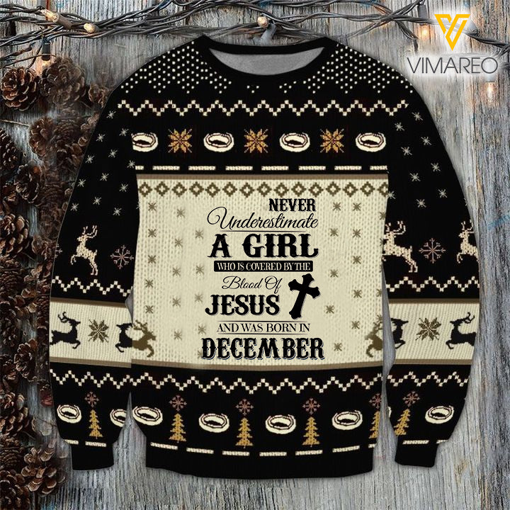 DECEMBER GIRL BLOOD OF JESUS SWEATSHIRT PRINTED TNTQ0410