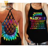 JUNI MÄDCHEN TIE DYE SUNFLOWER CRISS CROSS TANK GERMANY GIRL