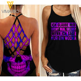 WENN ICH SAGE NUR EIN WODKA CRISS CROSS TANK SKULL