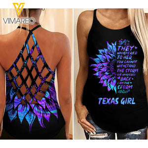 Texas Girl Criss-Cross Open Back Camisole Tank Top 1303NGBD