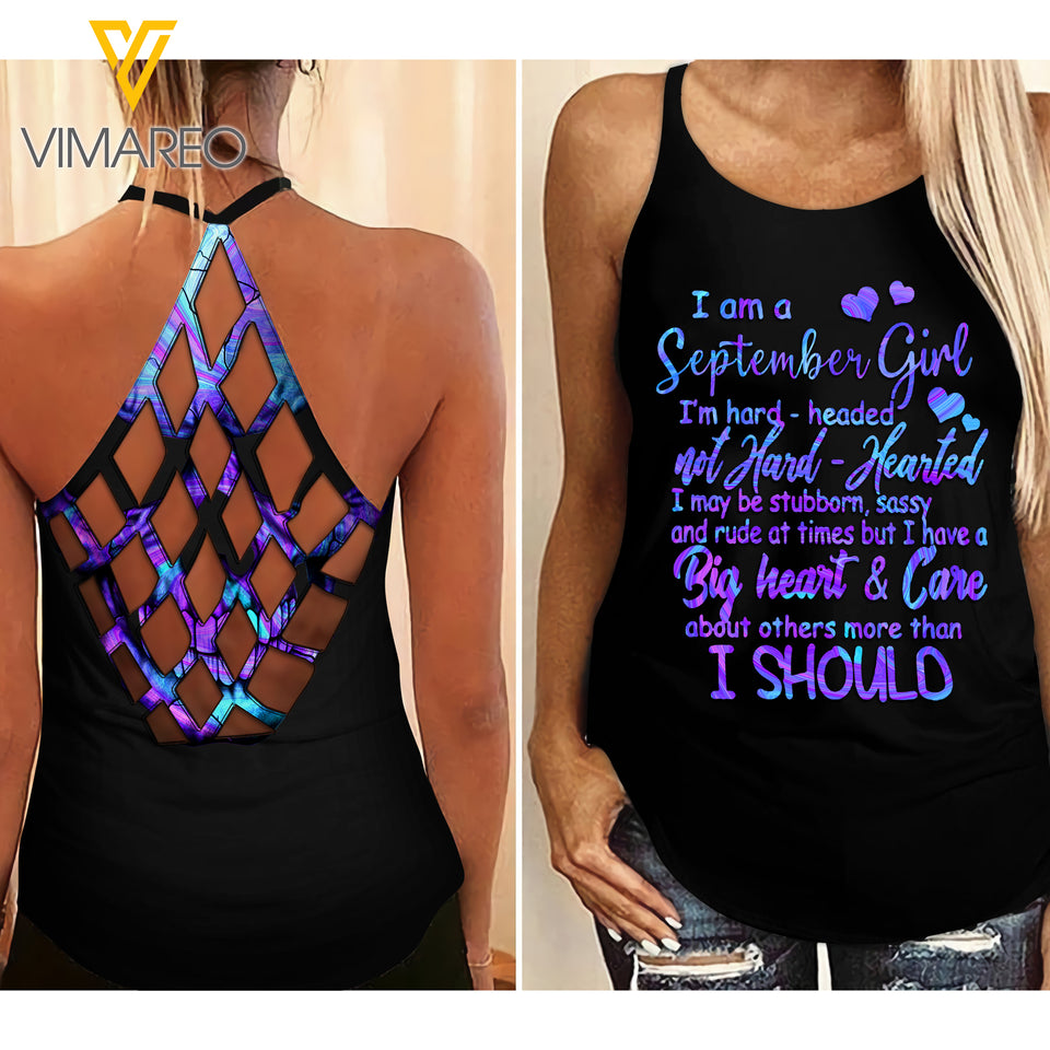 September Girl Criss-Cross Open Back Camisole Tank Top MAR-MD13