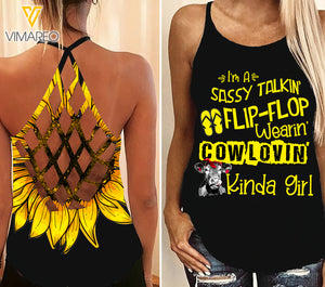 Cow Girl Criss-Cross Open Back Camisole Tank Top ZD1903